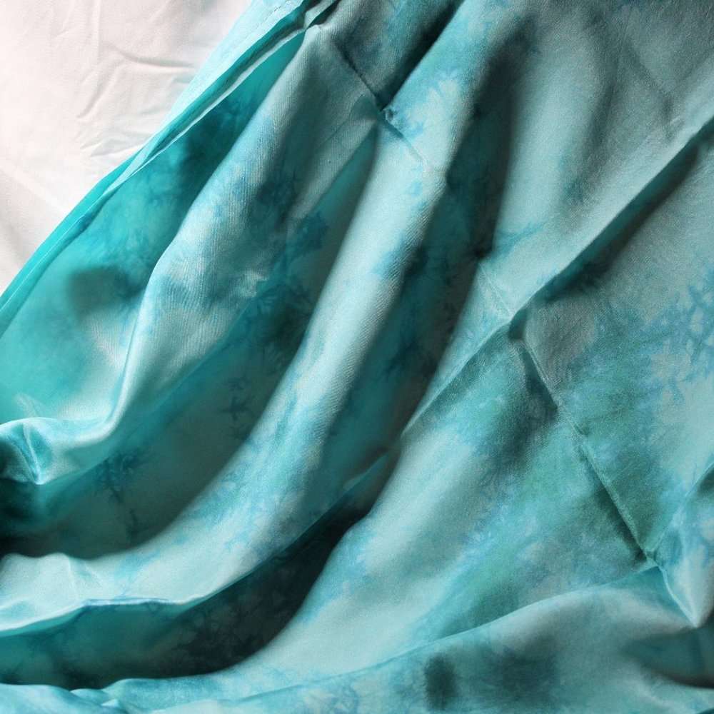 Turquoise Habotai Silk Infinity Scarf 36" by 20"